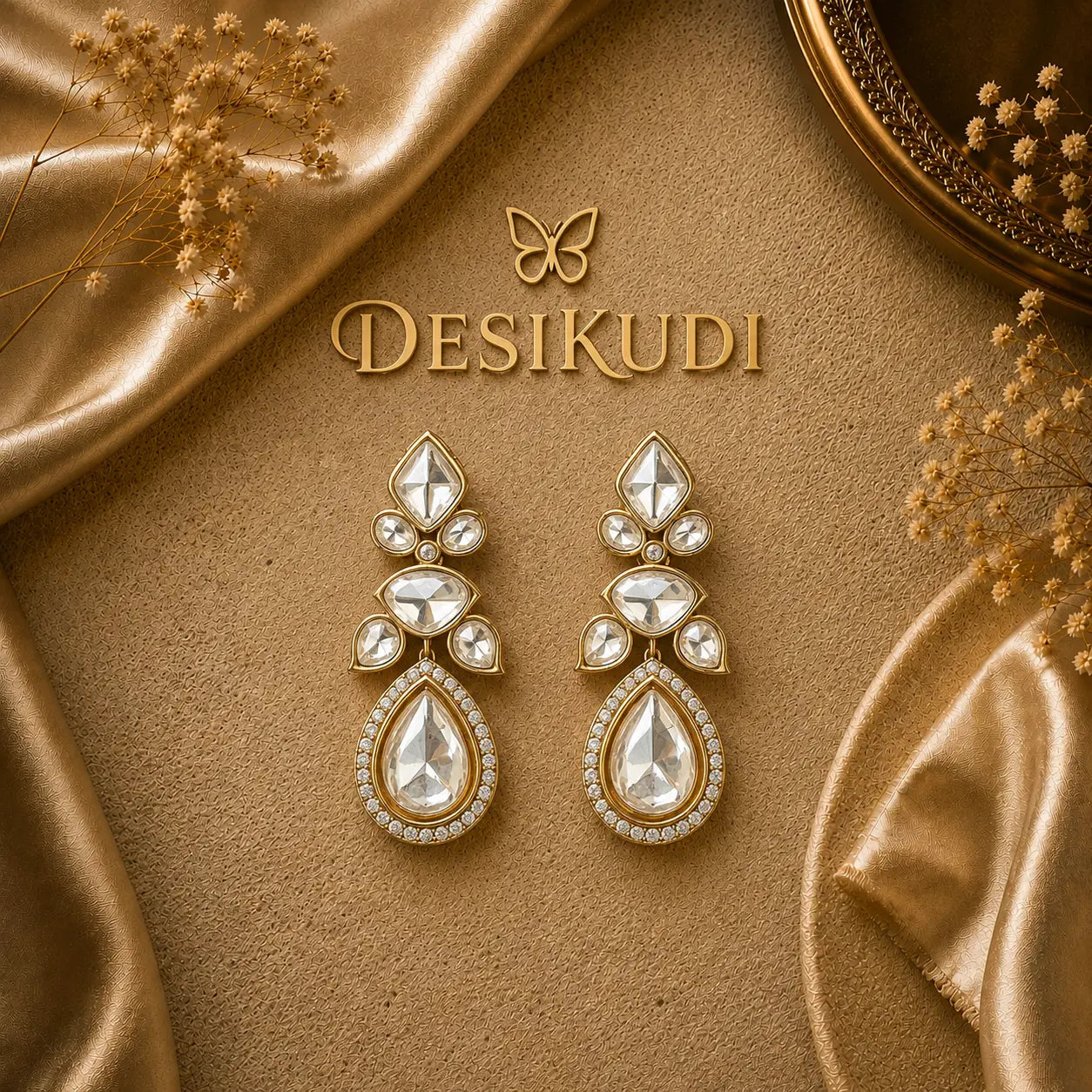 Ivory Crystal Ear rings