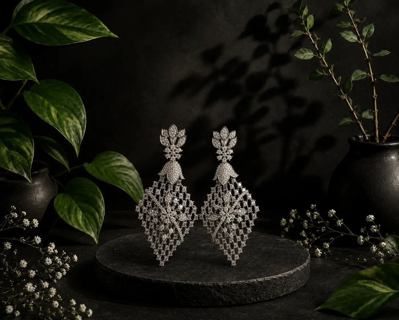 DIAMOND DRAPE EAR RINGS