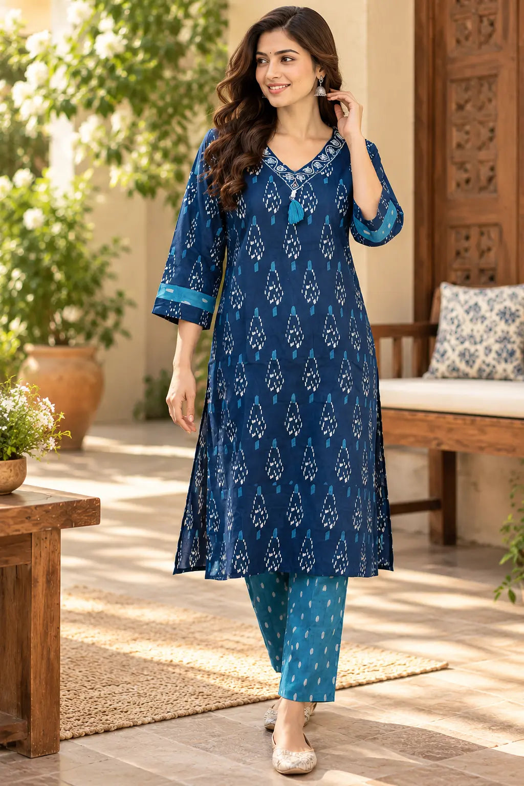 Indigo Ikkat Kurti|DK2484