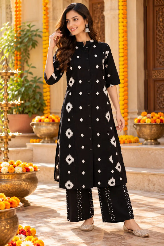 Black Ikkat Palazzo|Ethnic wear-DK2478