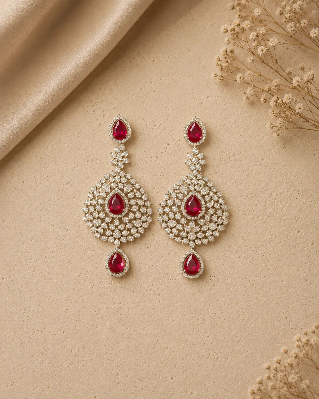 Ruby Chandlier Earrings