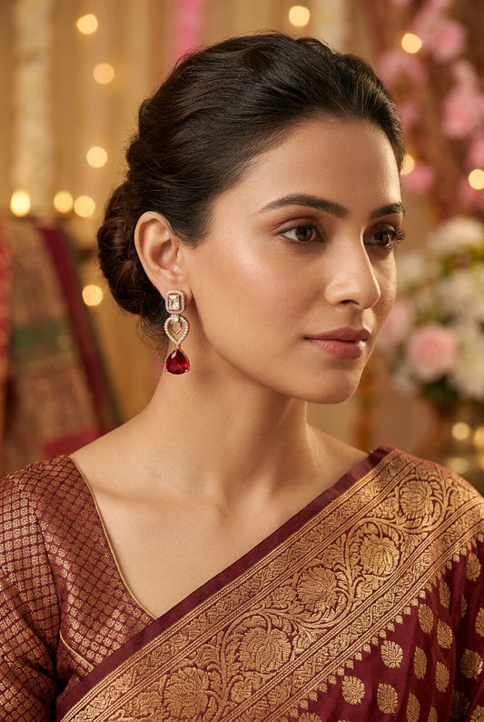 Ruby Heart Ear rings|ZR258