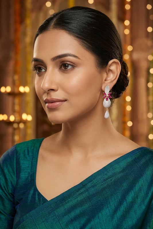 Ruby Tear Drop Ear rings|ZR254