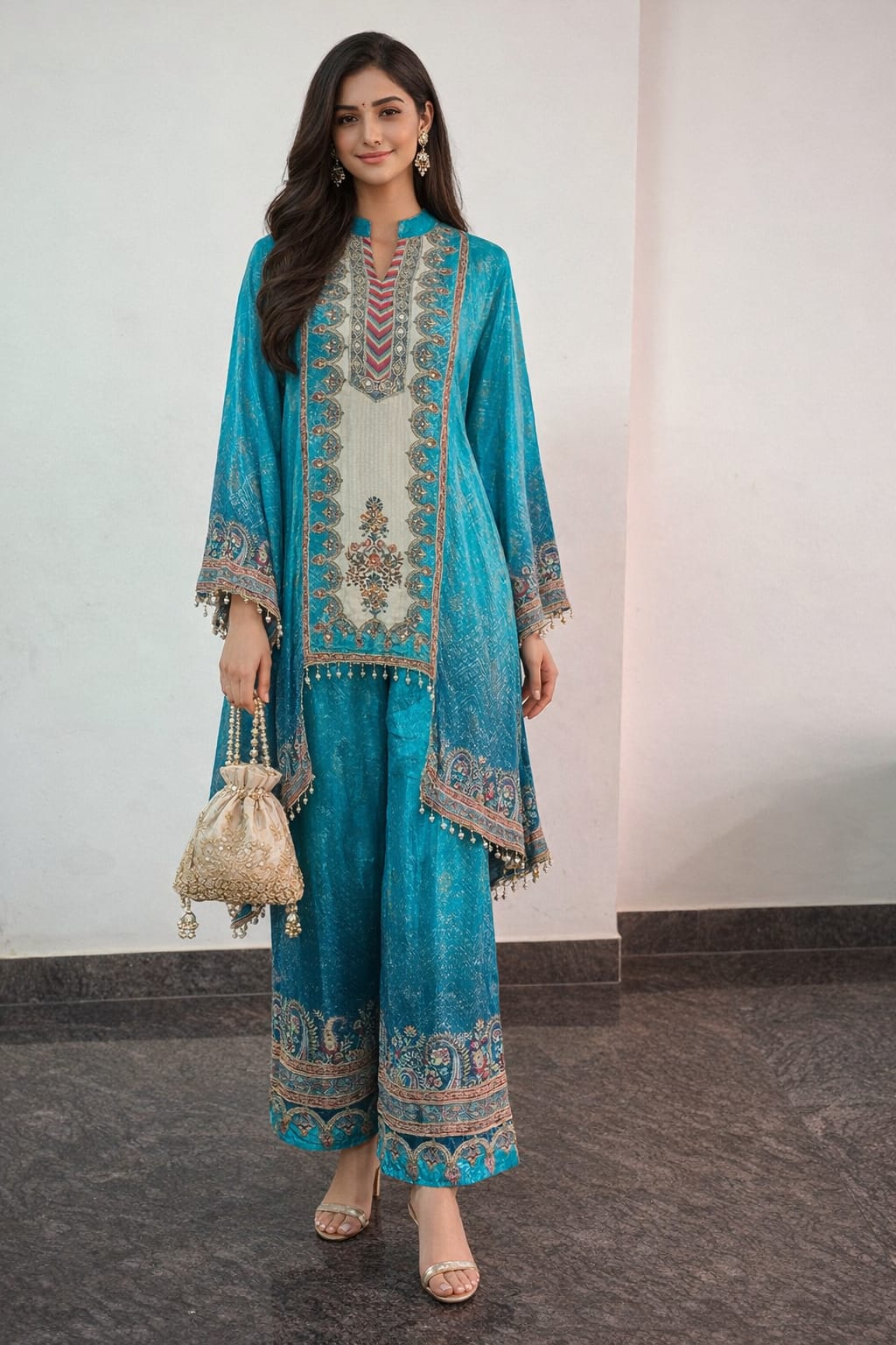 Teal Blue Kaftan
