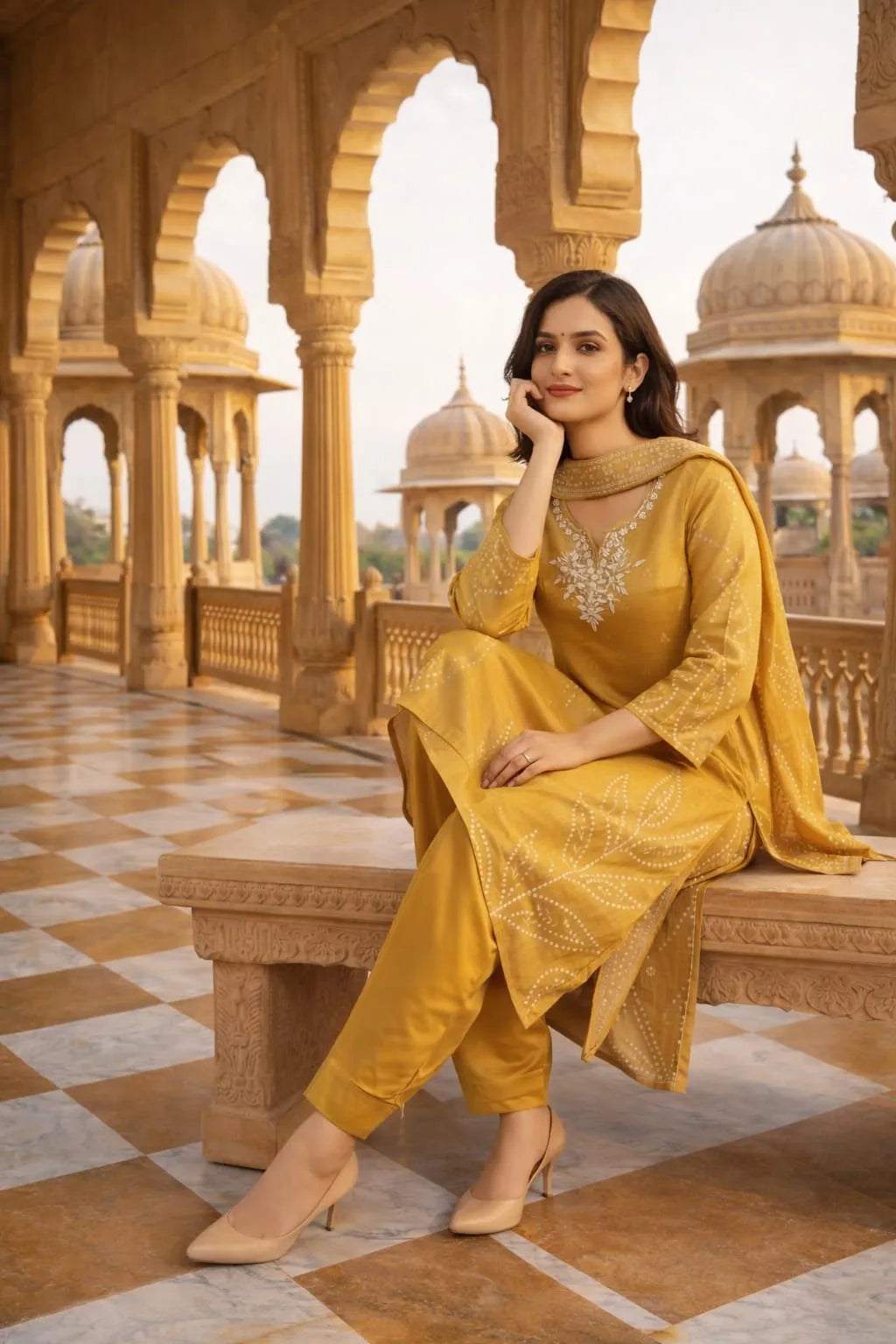 Yellow Bandhni Kurti