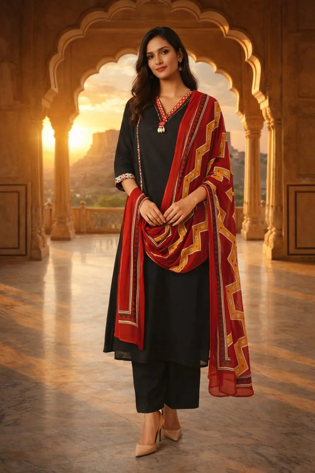 Black Harmony Kurti Set|Ethnic wear-DK2443