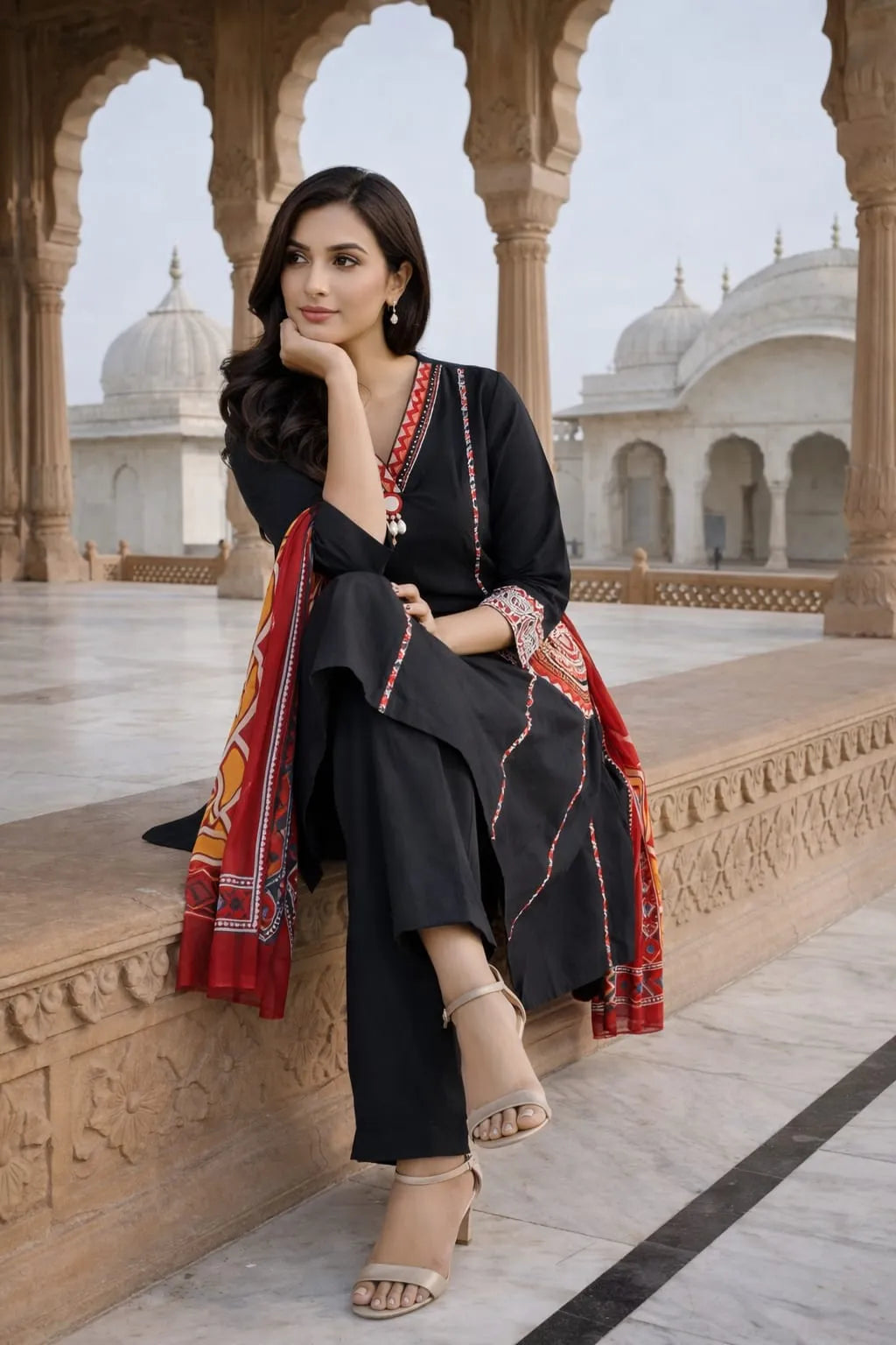 Black Harmony Kurti Set|Ethnic wear-DK2443