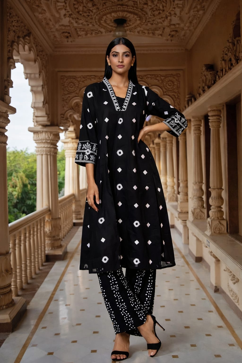Black Anarkali Set