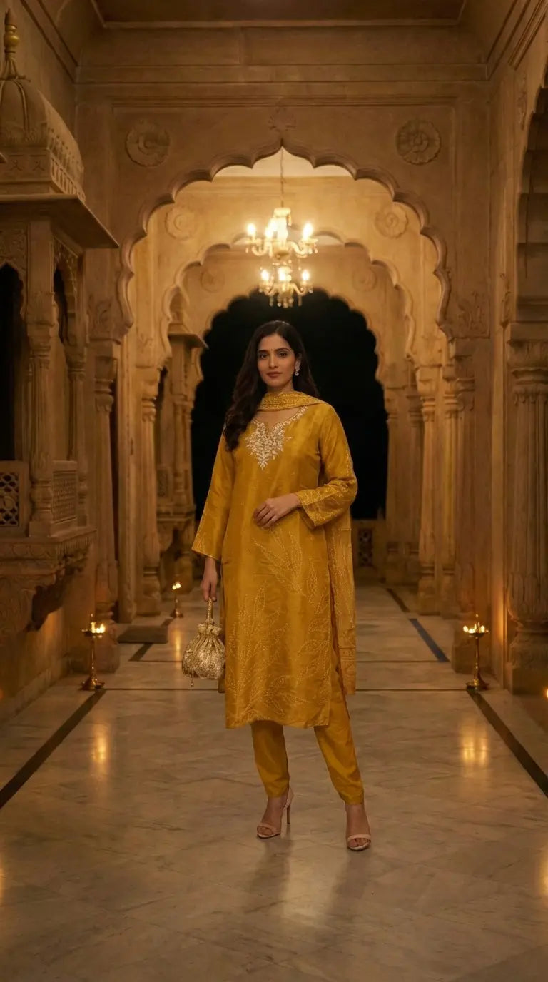 YELLOW BANDHNI KURTI
