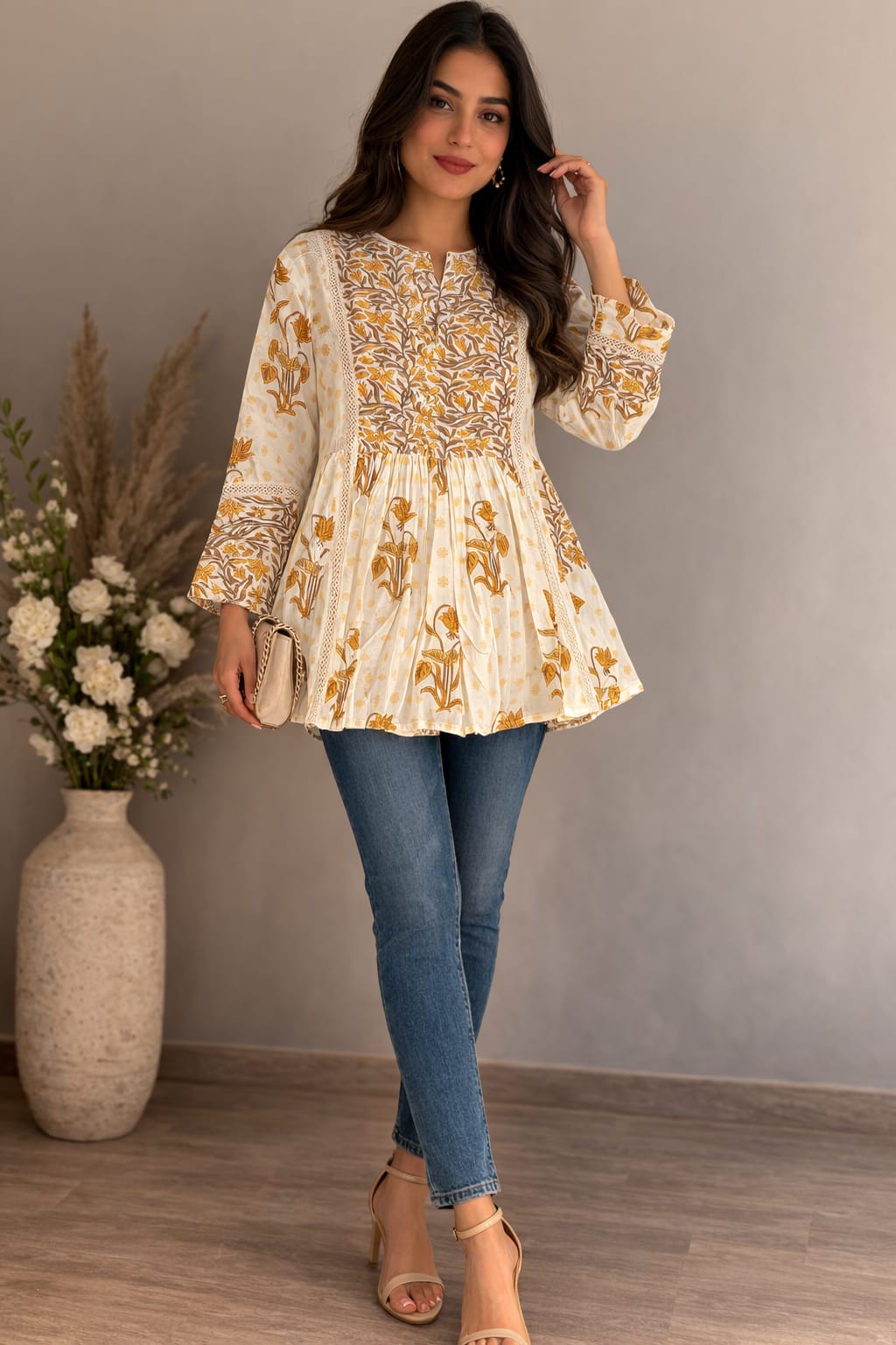 Yellow Peplum Kurti