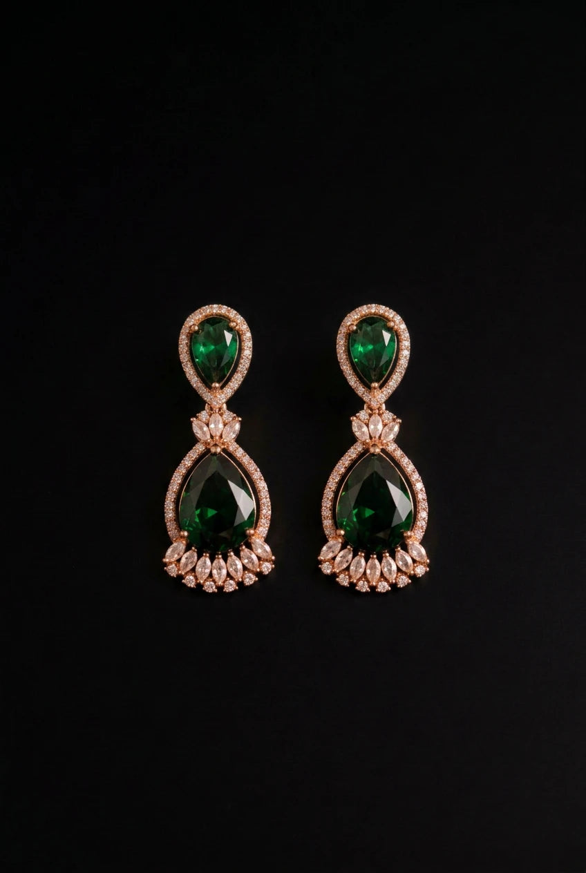 Emerald Elegance Ear rings|ZR2515