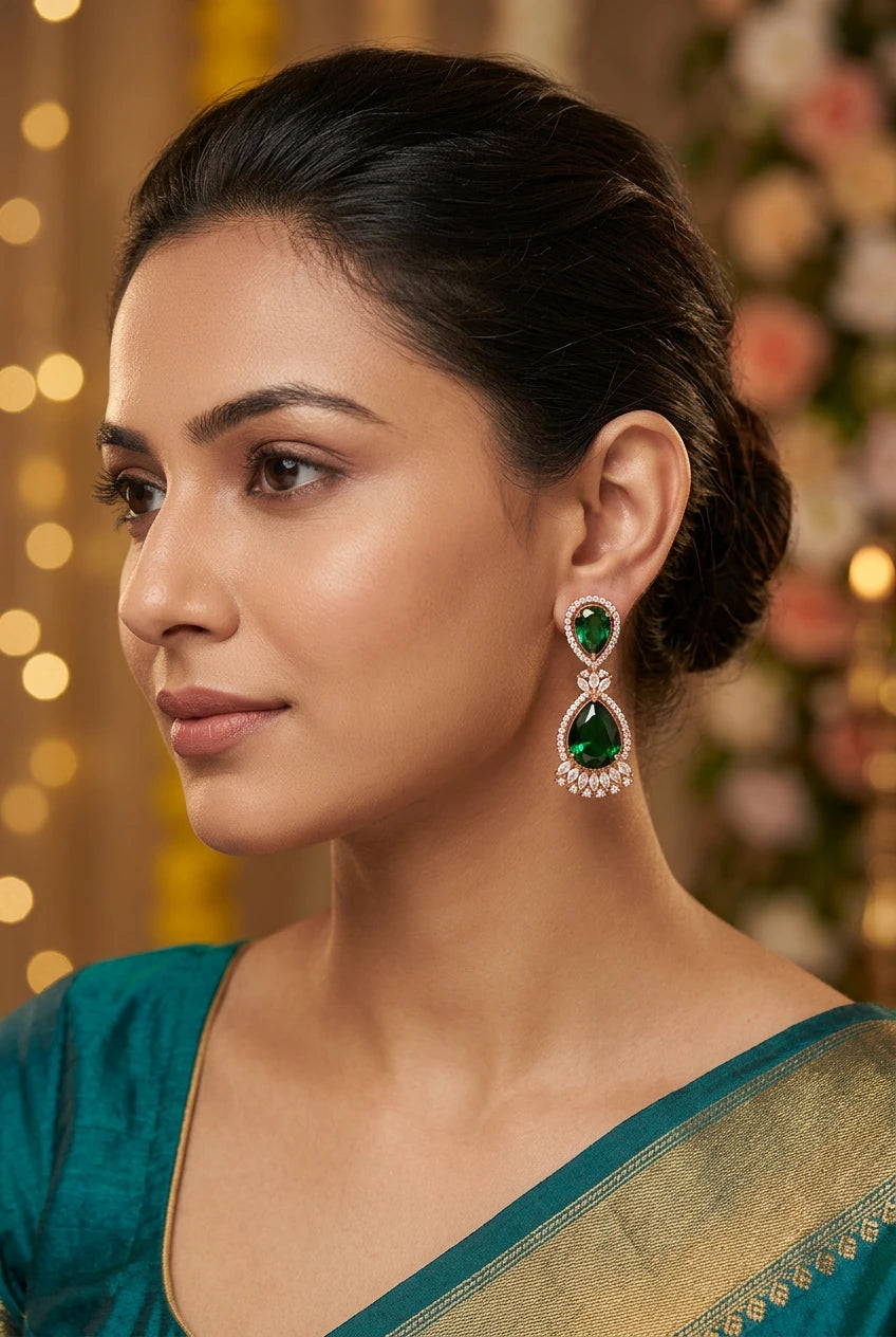 Emerald Elegance Ear rings|ZR2515