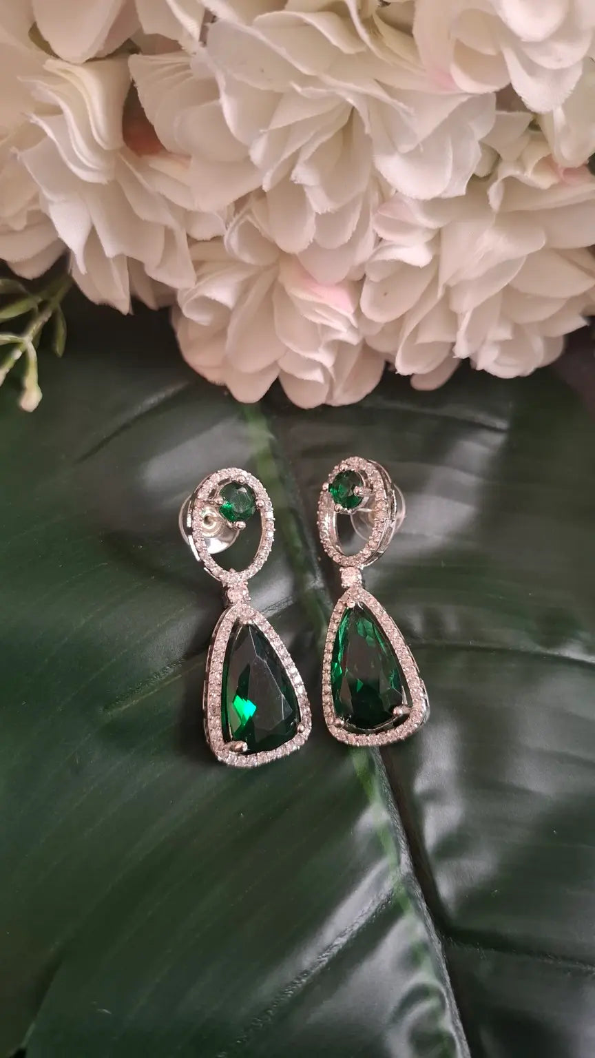 Green drops Ear rings|ZR2518