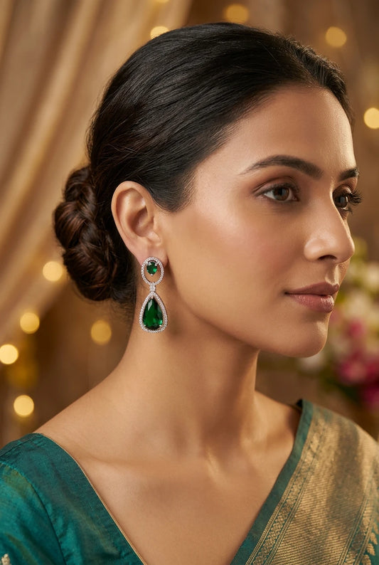 Green drops Ear rings|ZR2518