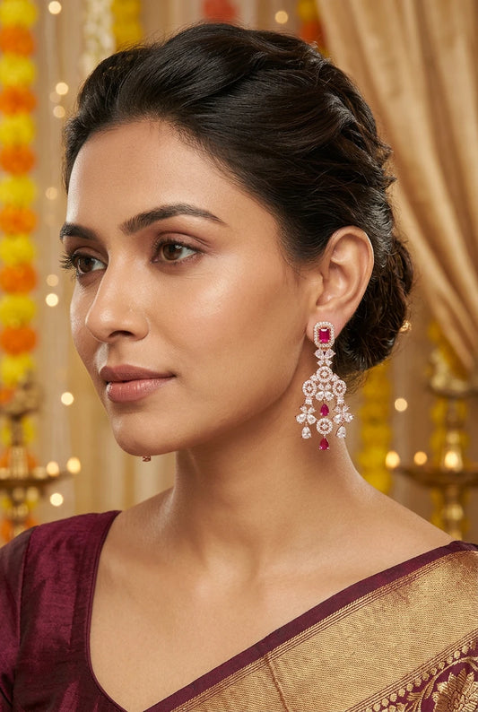 Ruby Blossom Ear rings|ZR2519