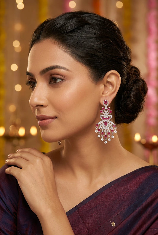 Red Cascade Ear rings|ZR2538