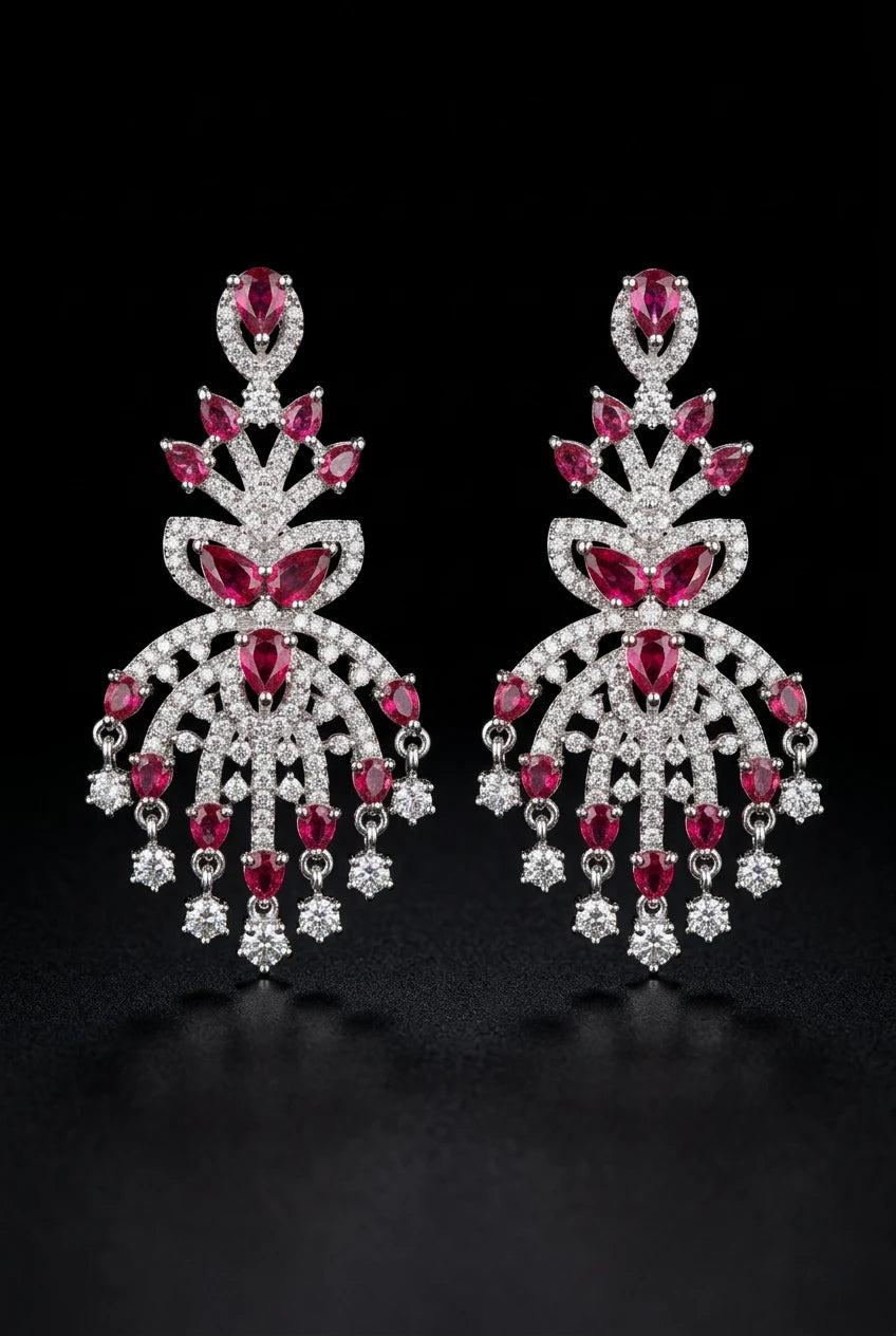 Red Cascade Ear rings|ZR2538