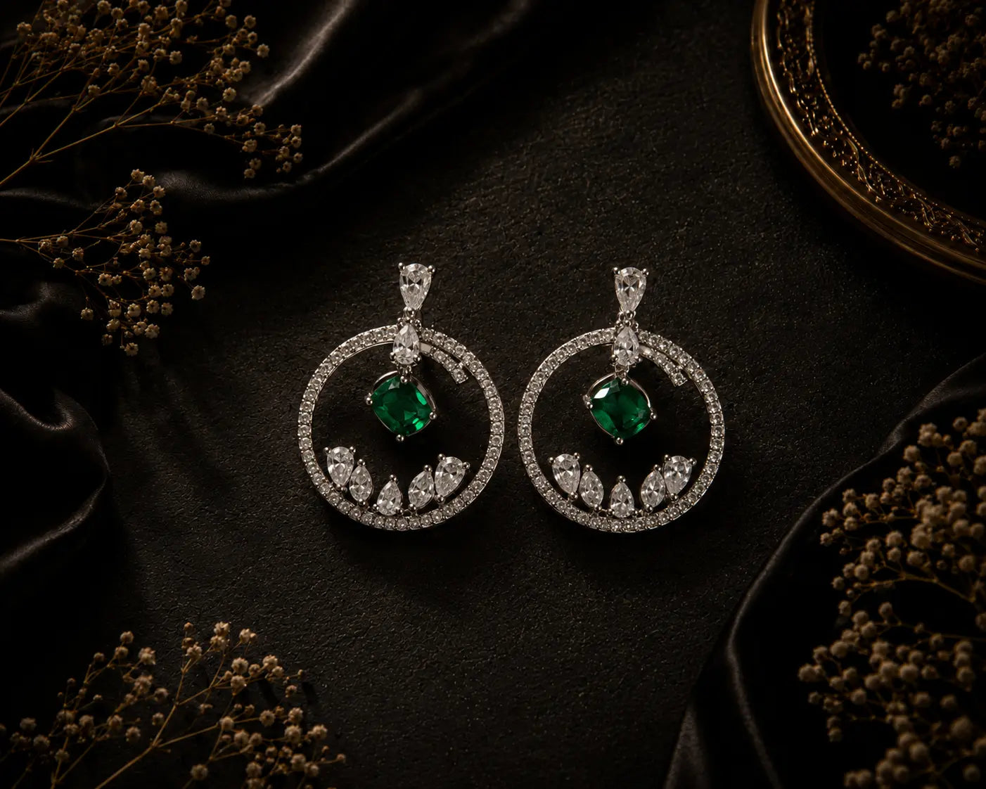 Green Halo Ear Rings