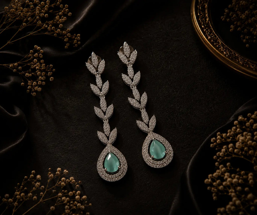 Aqua vine Ear rings