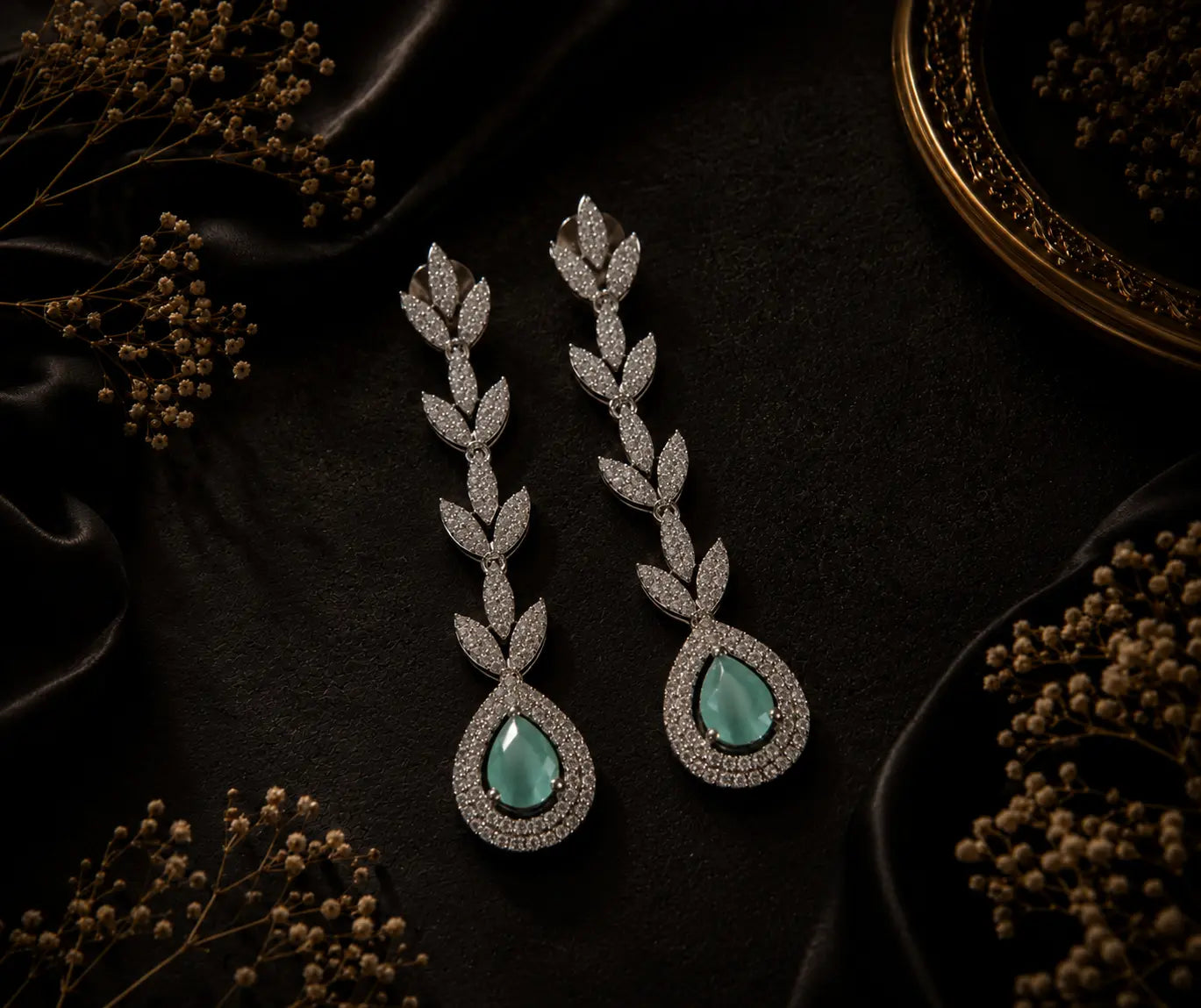 Aqua vine Ear rings