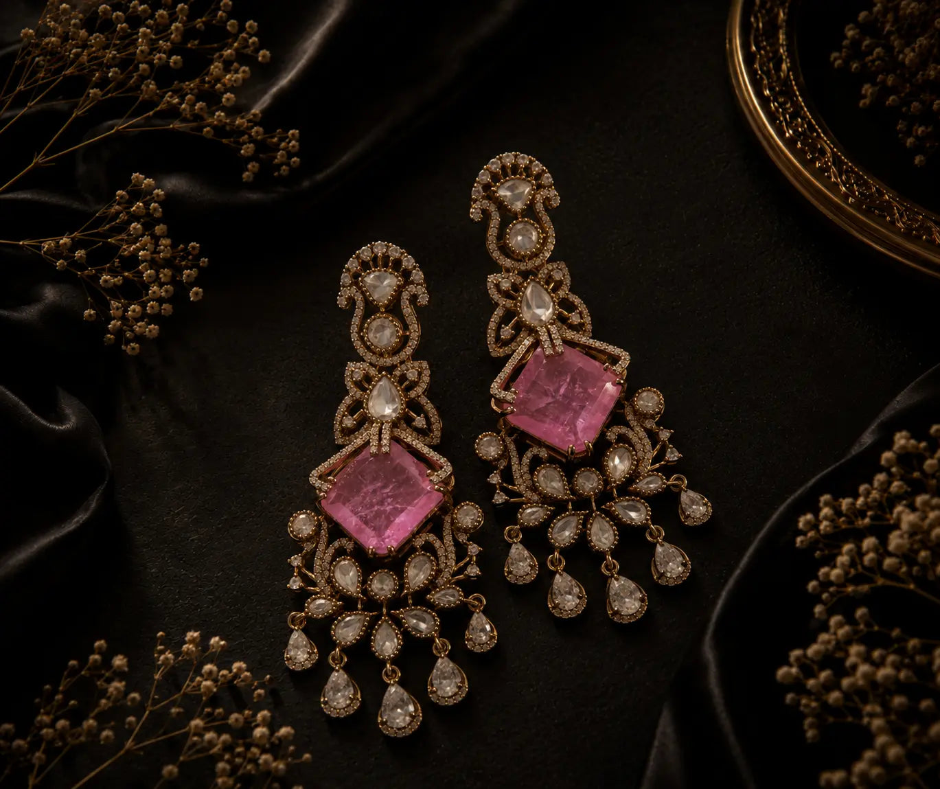 Pink Crystal Ear rings