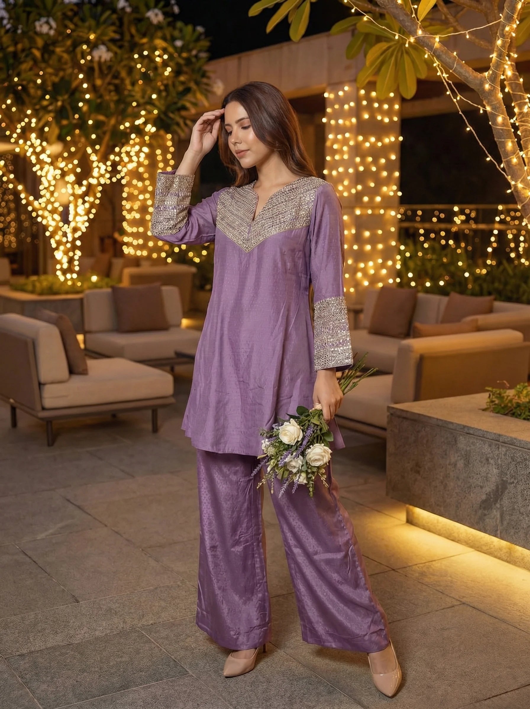 LILAC PLAZZO SET