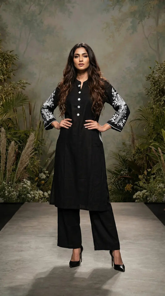 Black Muslin Plazzo