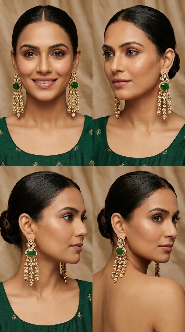 Emerald Jhalar Ear rings