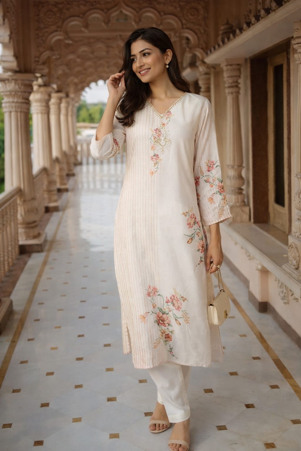 IVORY KURTI SET