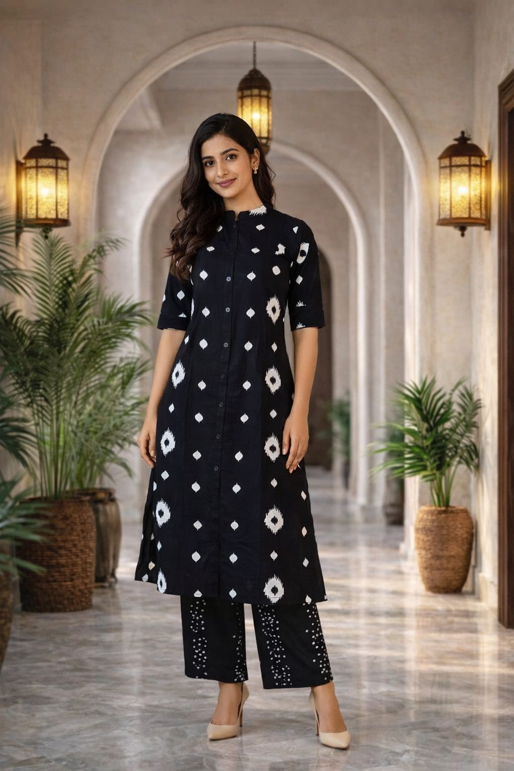 Black Ikkat Palazzo