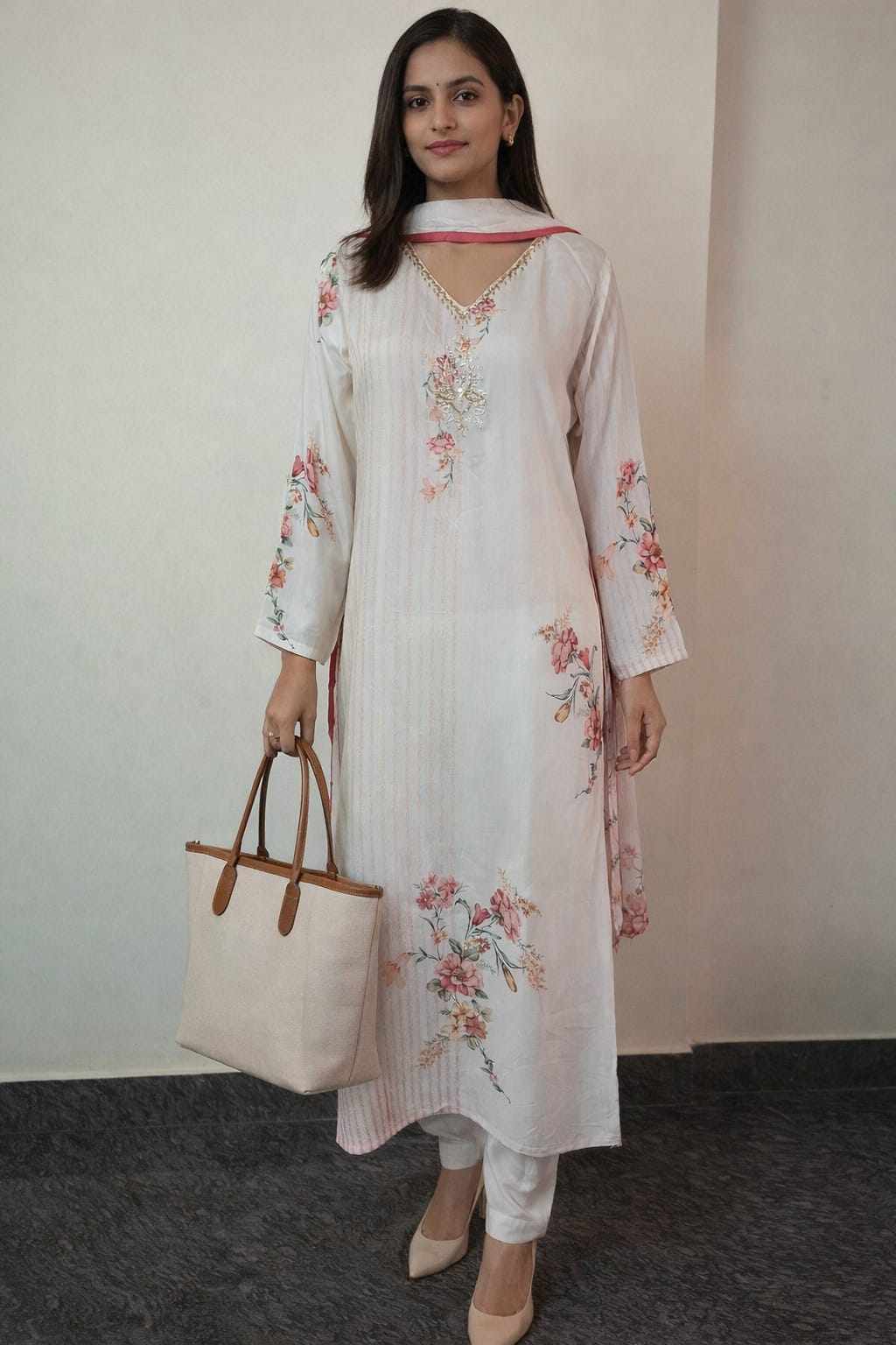 IVORY KURTI SET
