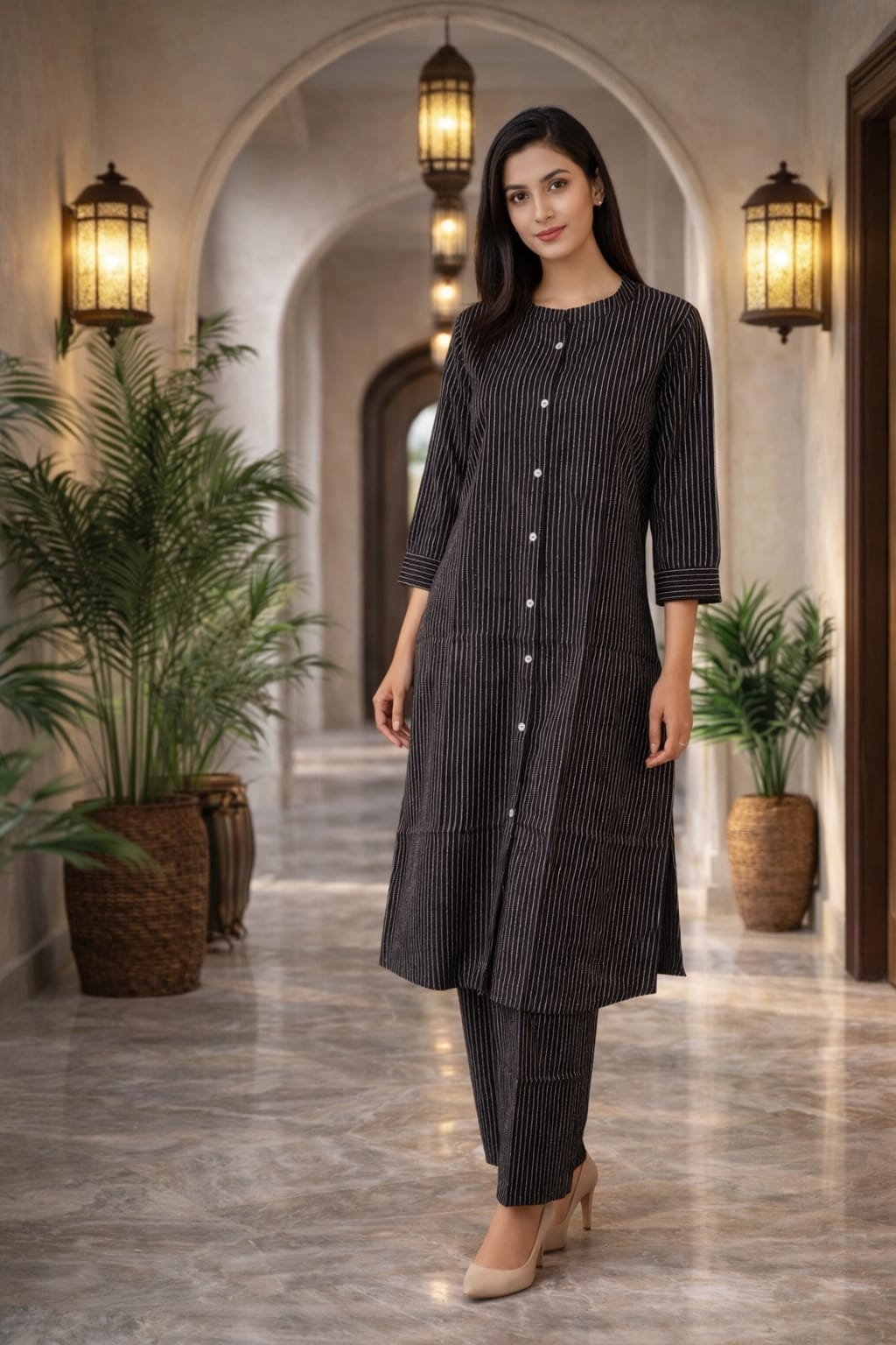 BLACK KATHA WORK PLAZZO