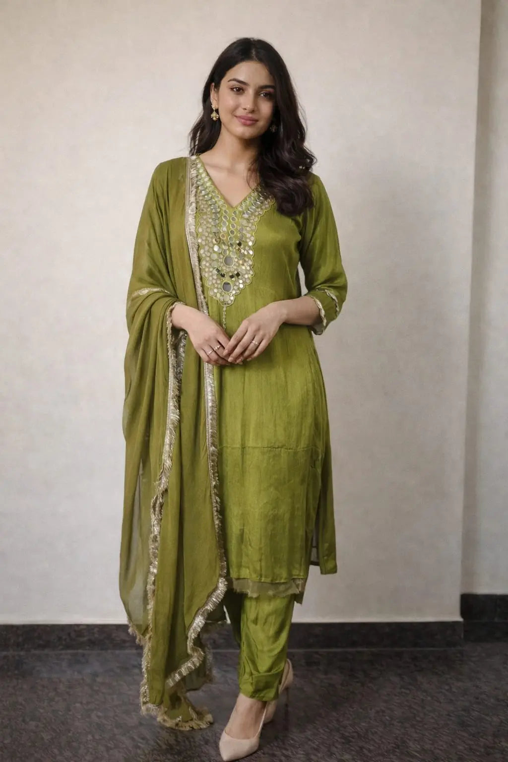 Olive Anarkali Kurti