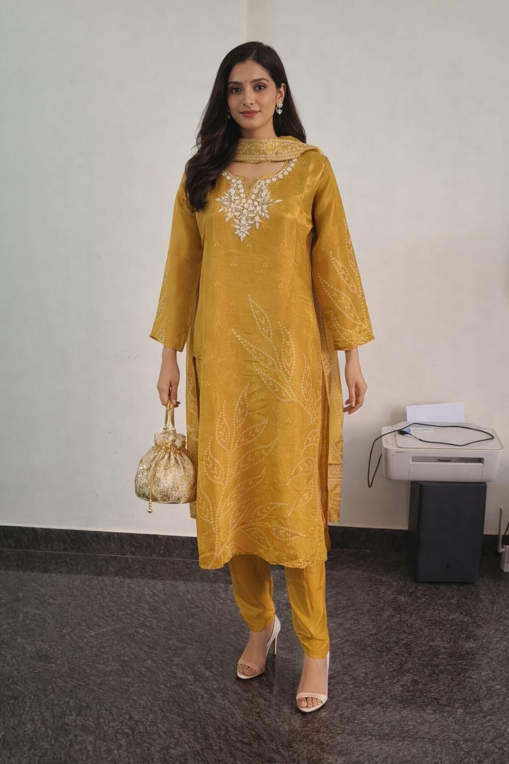 YELLOW BANDHNI KURTI