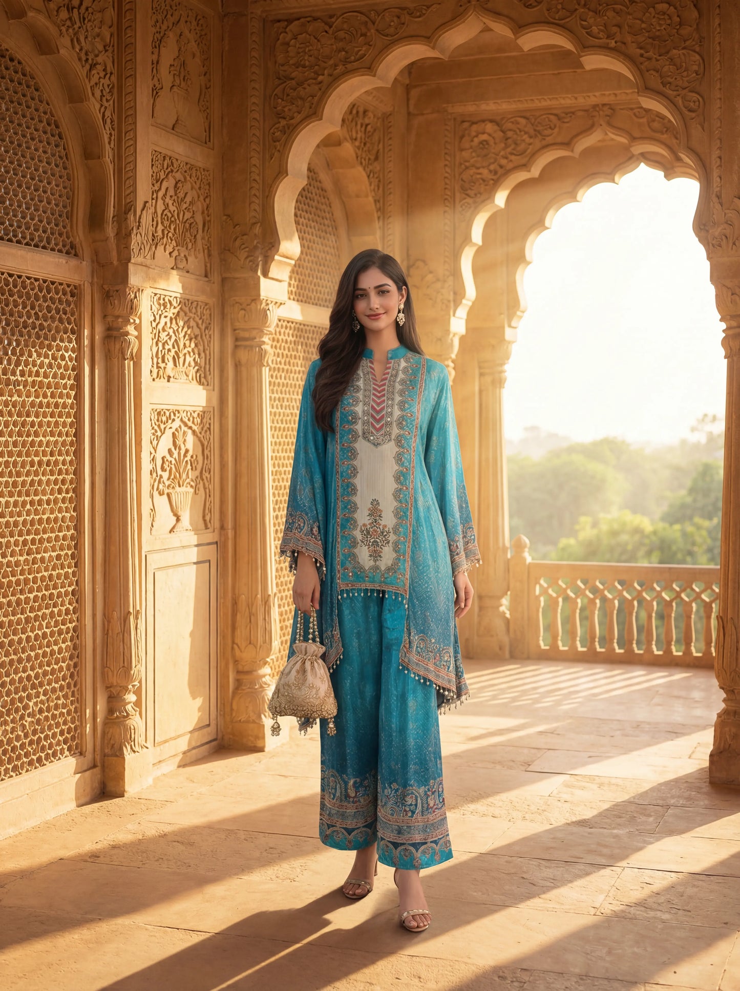 Teal Blue Kaftan